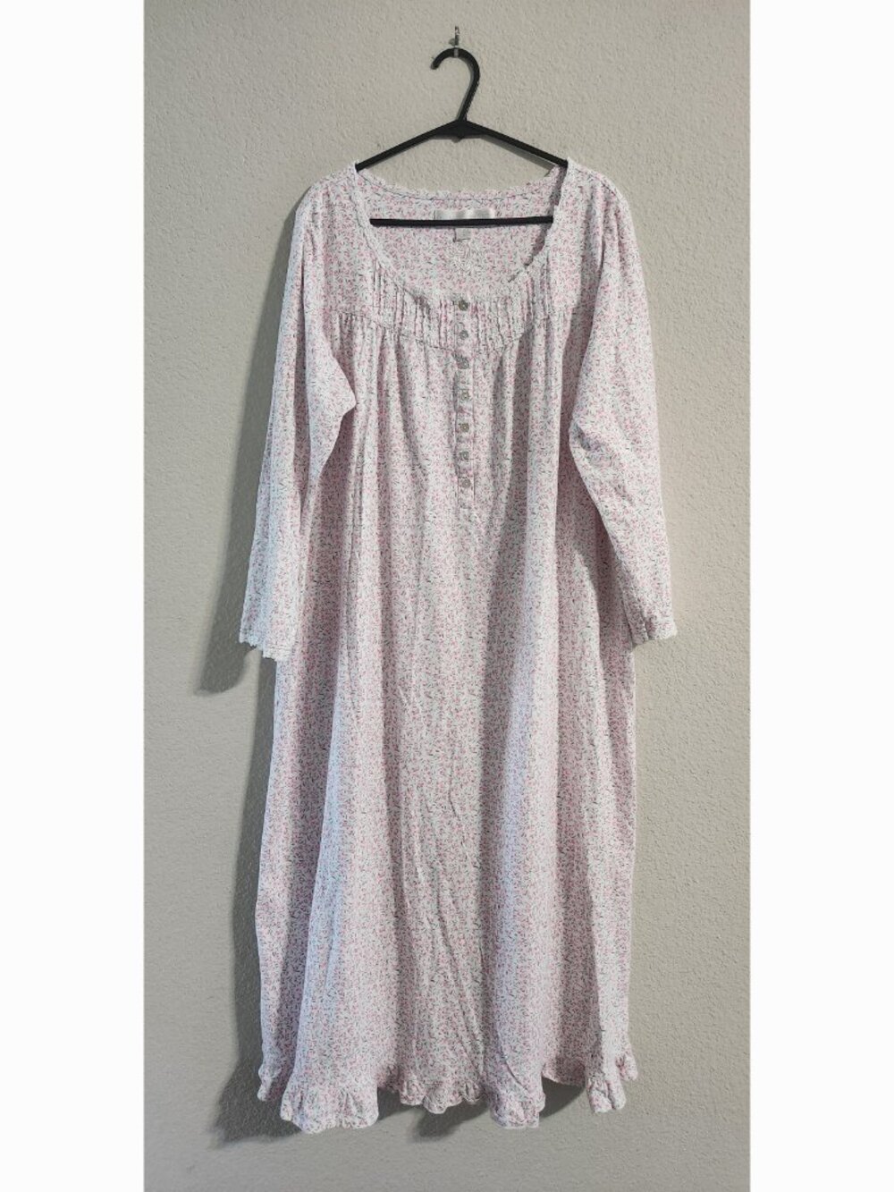 Eileen West Rosebud Print Cotton Jersey Nightgown Dress Womens medium white/pink